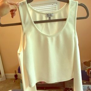 Tobi long sleeve white crop top with open shoulder
